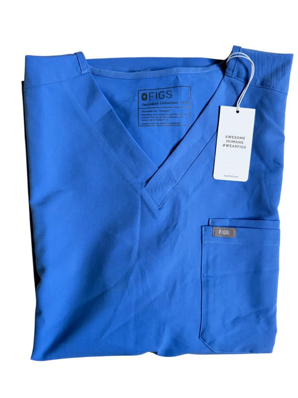 NWT FIGS Men's Leon Two-Pocket Scrub Top (Celi Blue) - 2XL